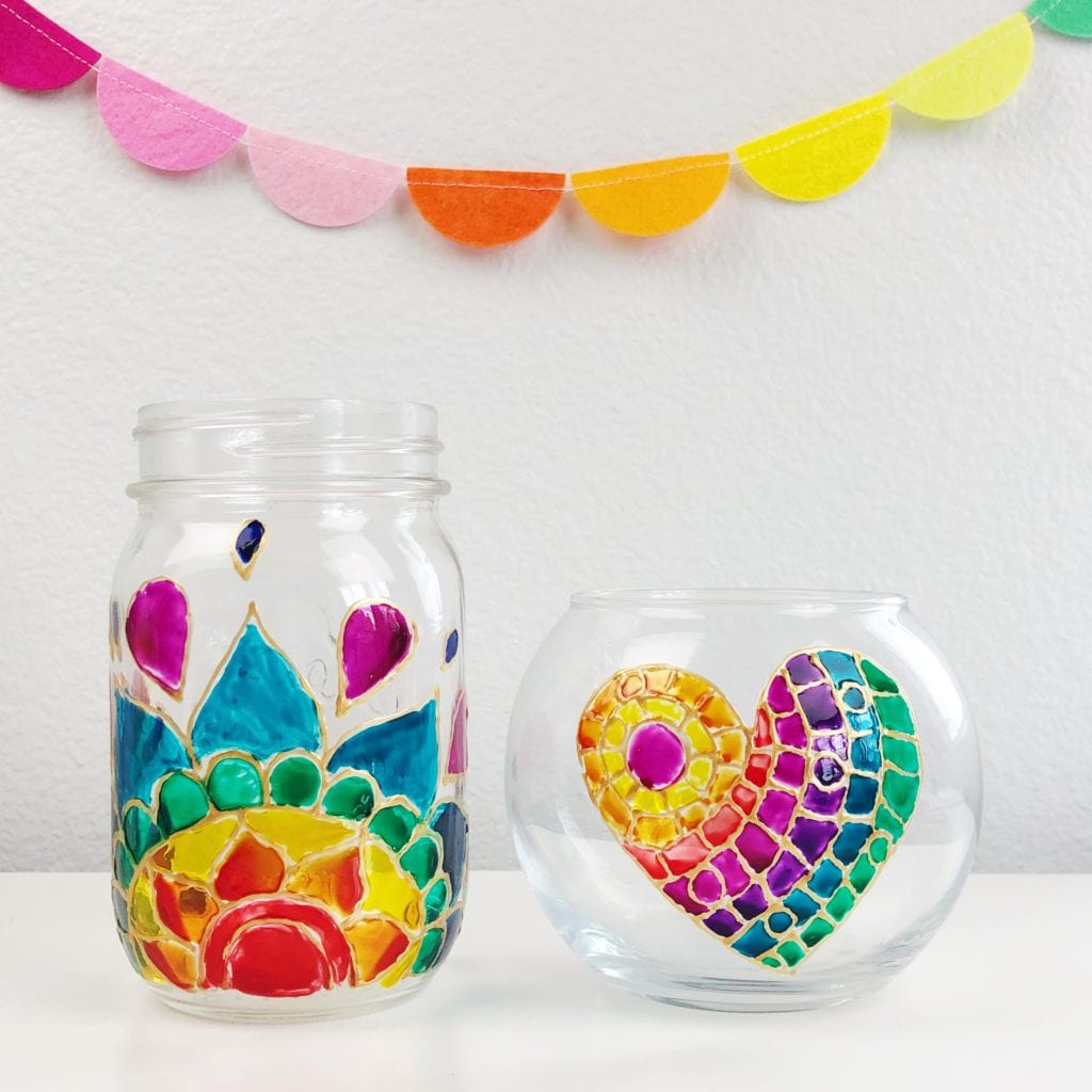 How to Paint Stained Glass Jars and Vases 