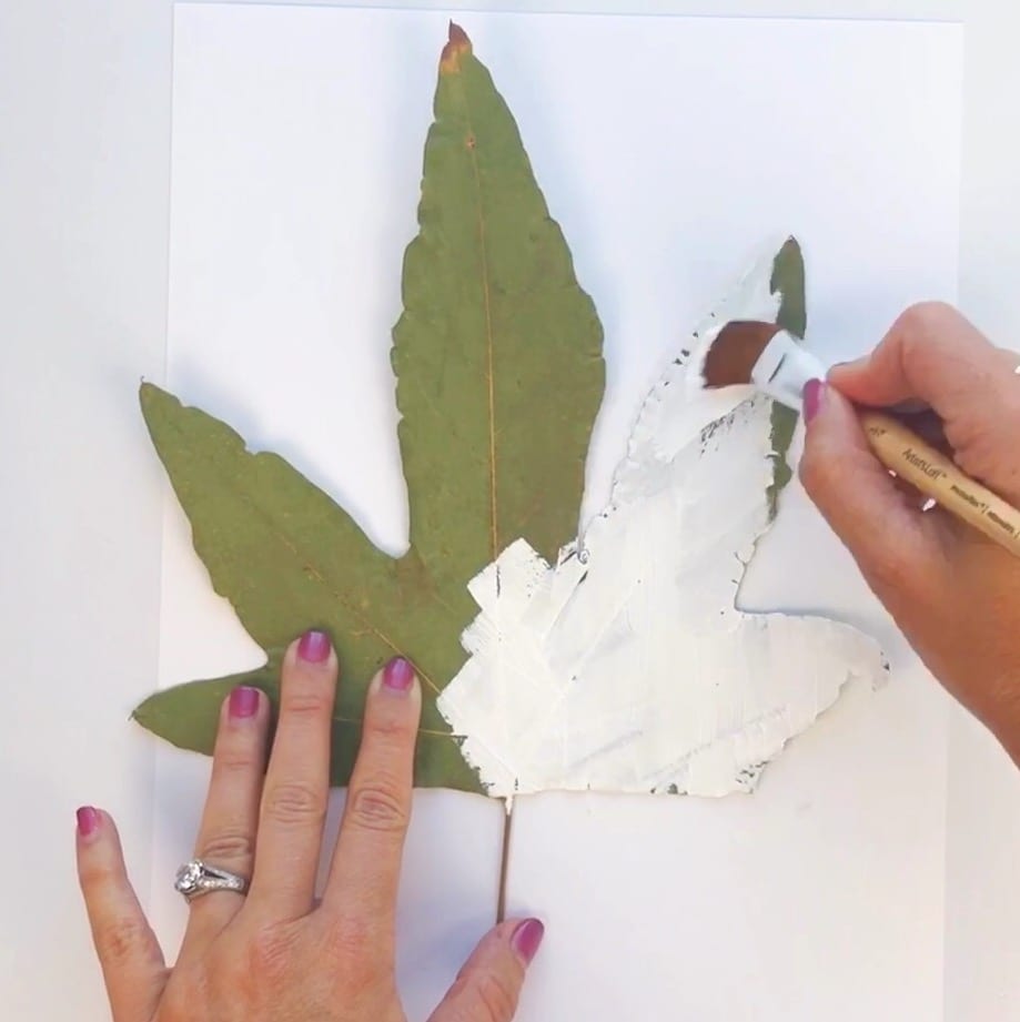 Painting a leaf white