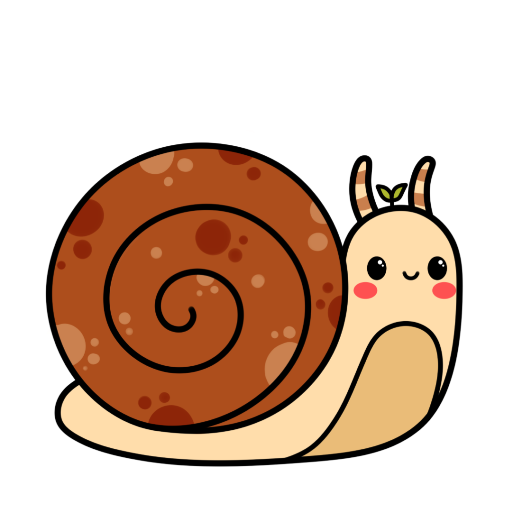 Finished snail drawing that's colored in