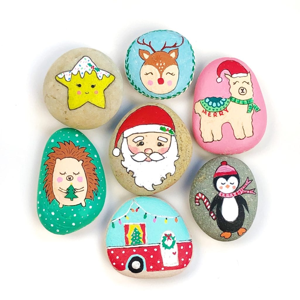 Cute Christmas rock painting ideas