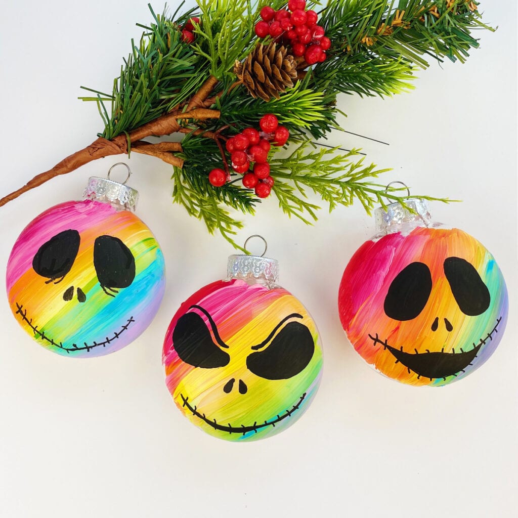 Jack Skellington painted Nightmare Before Christmas tree ornaments