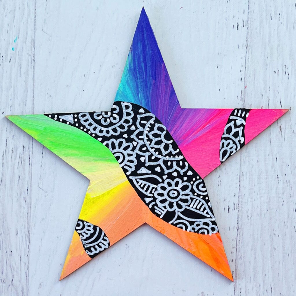 Abstract Star Painting Idea and Abstract Art Technique