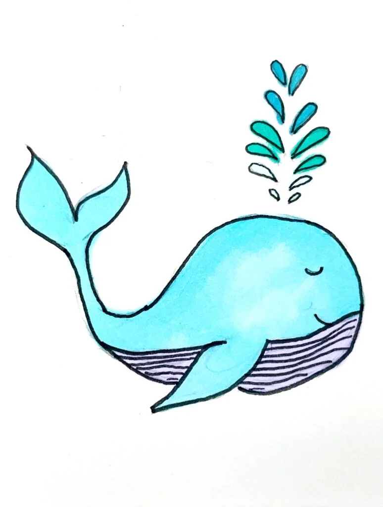 example of cute things to draw: a whale