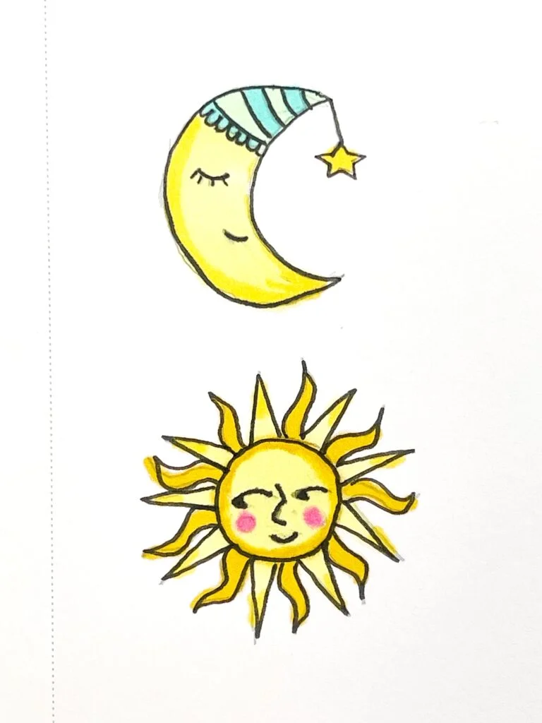 sun and moon drawing