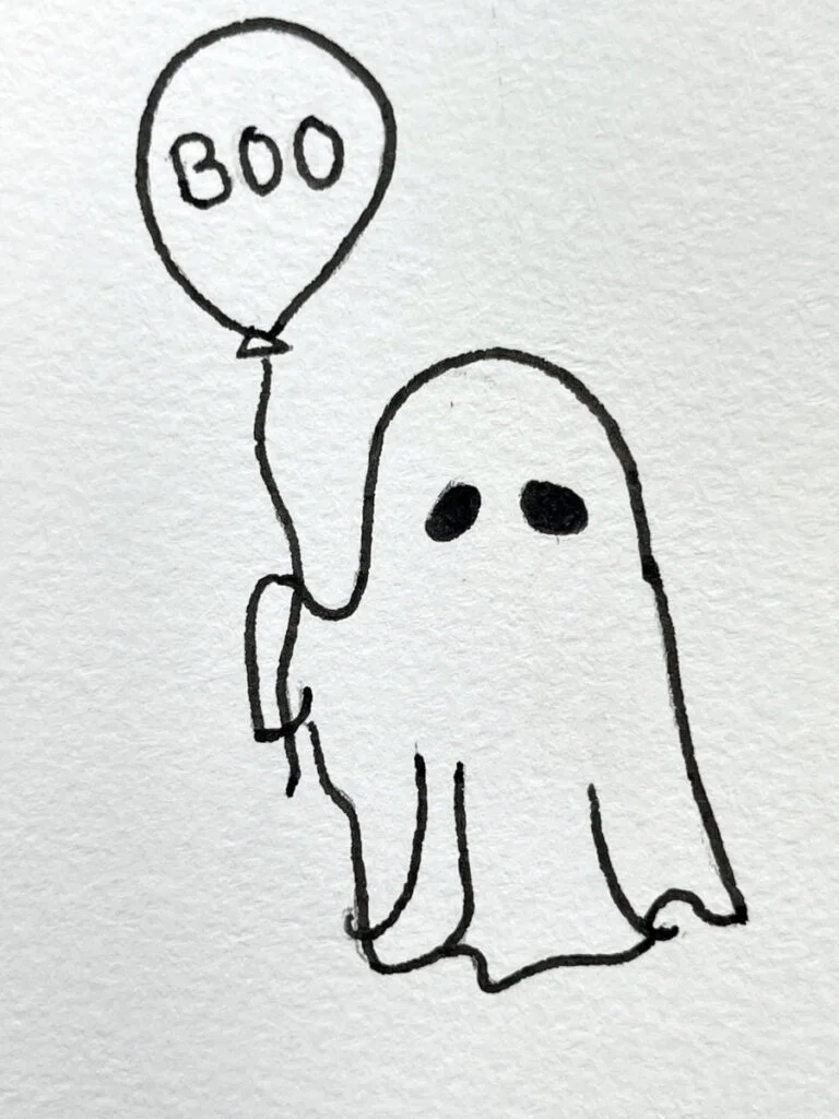 Ghost holding a balloon