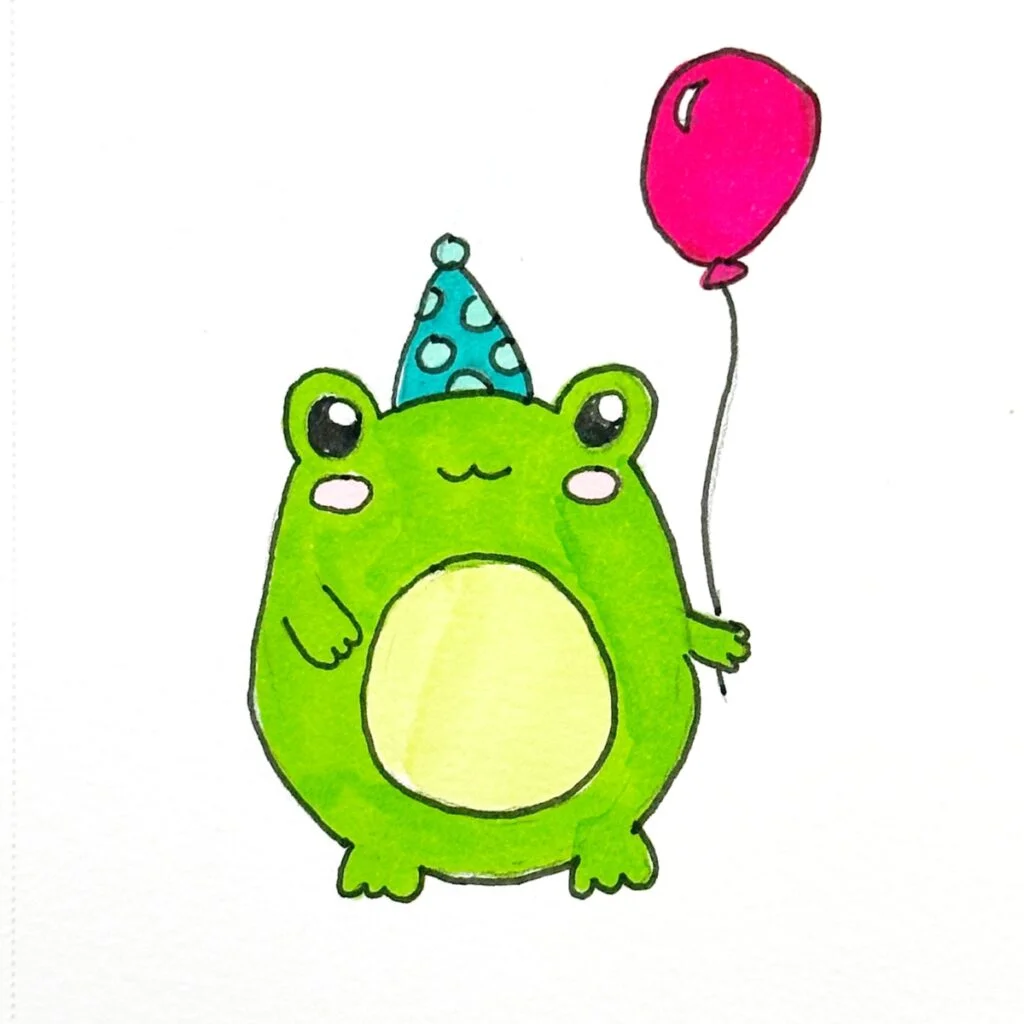 birthday frog drawing