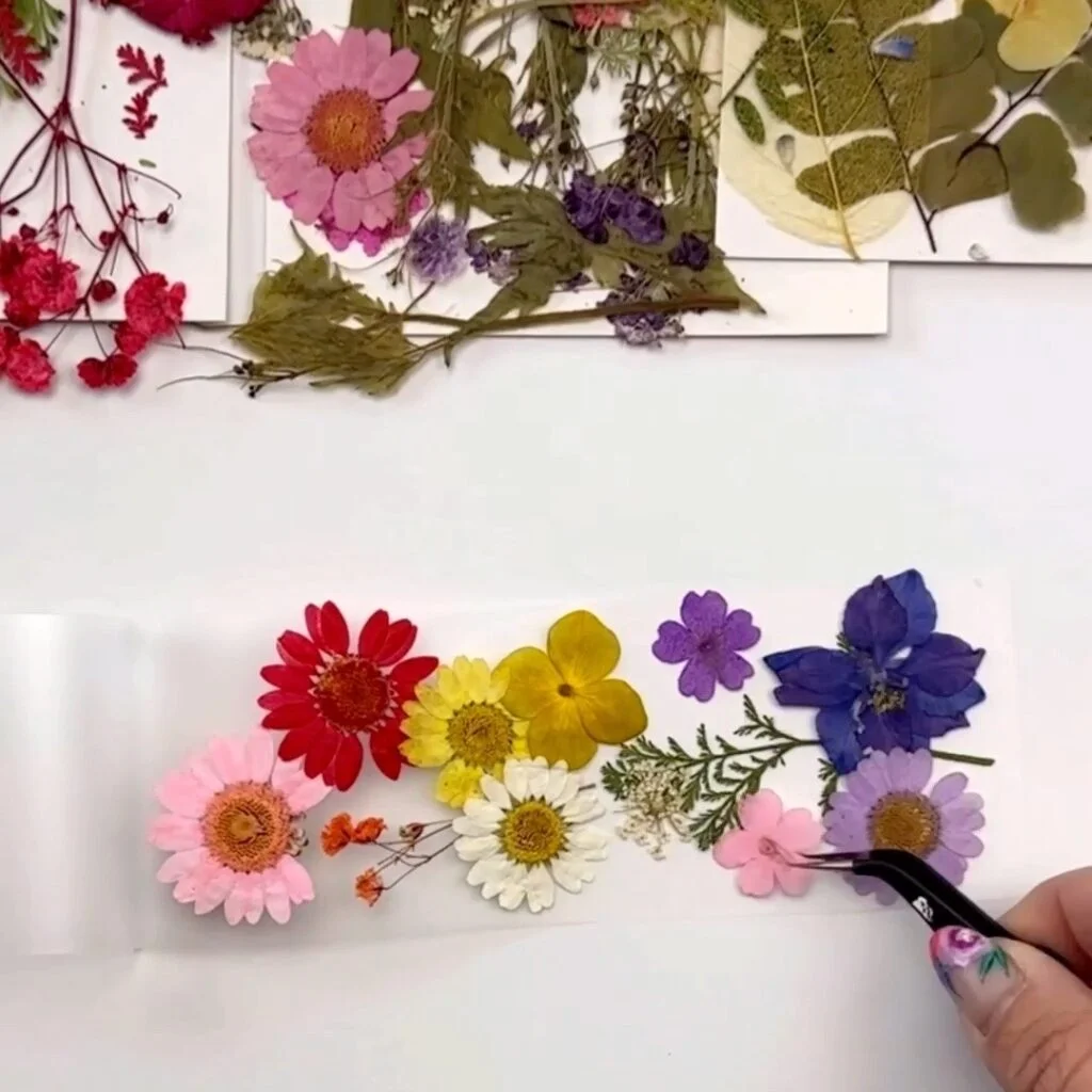 pressed flower transparent bookmark