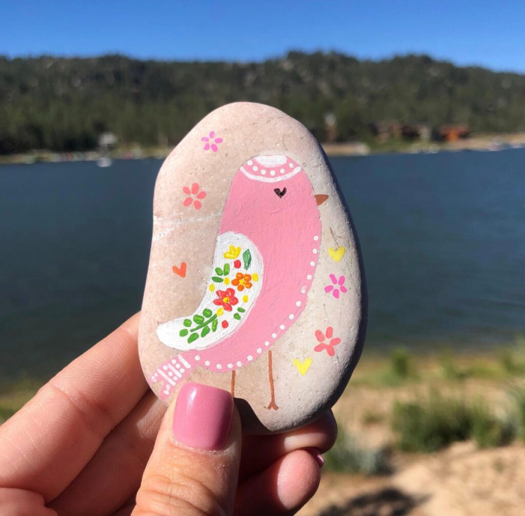 bird painted rock