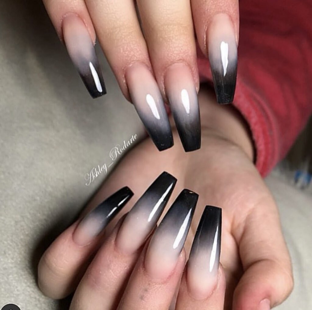 Black Ombre Nails 