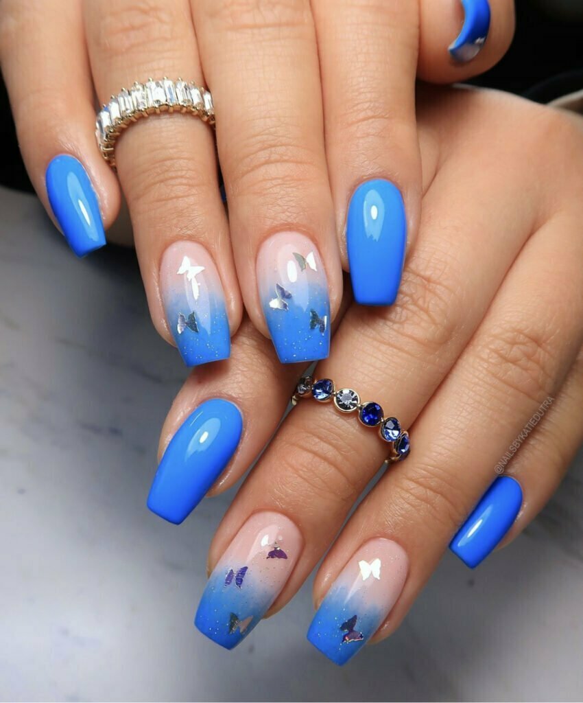 Blue Ombre Nails 