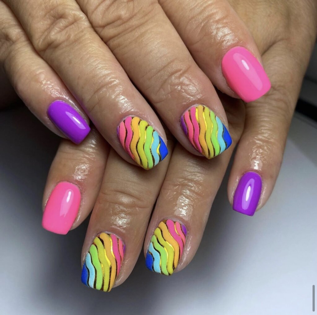 Bright lisa frank inspired nail art