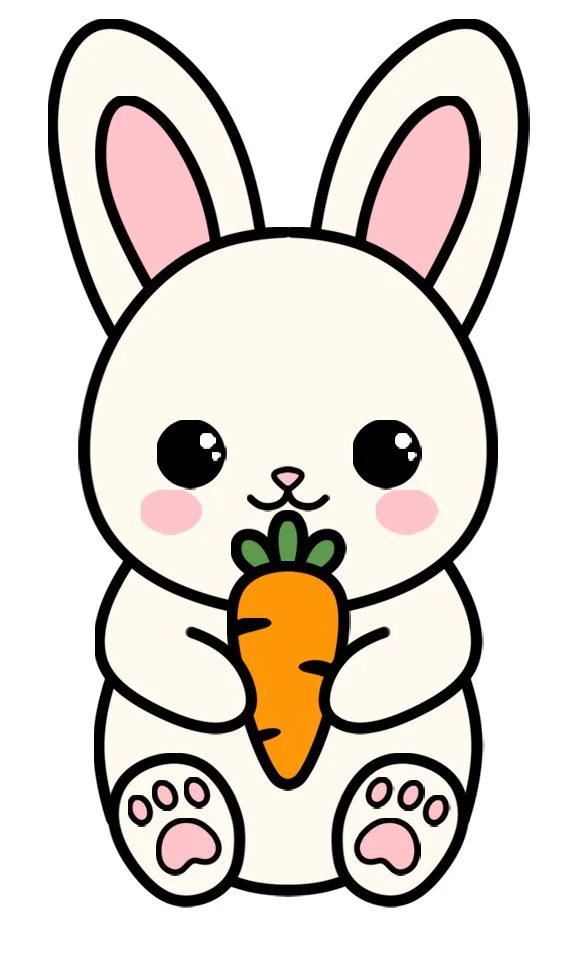 How to Draw a Bunny completed example that's colored in