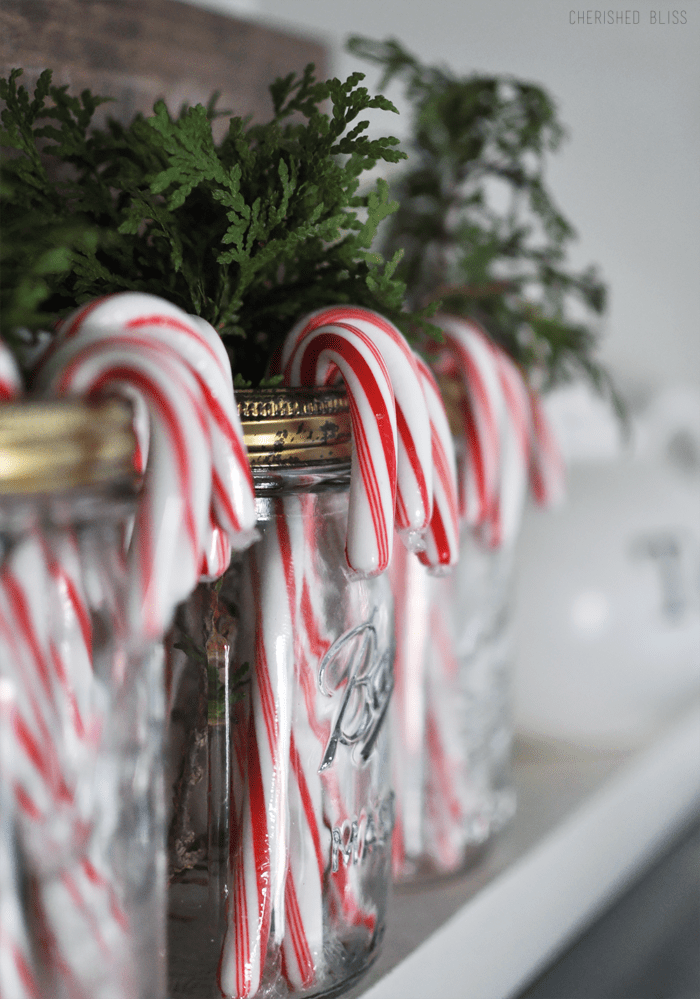 Mason jars holding candle canes