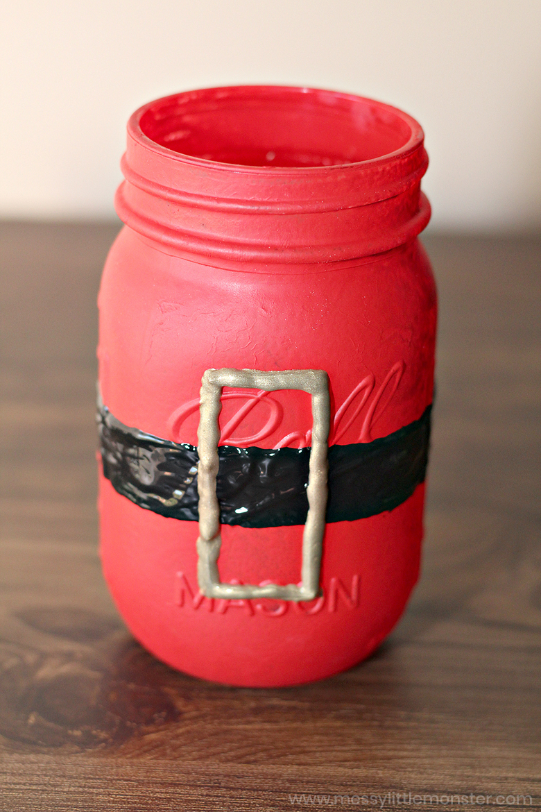 Santa painted mason jar craft