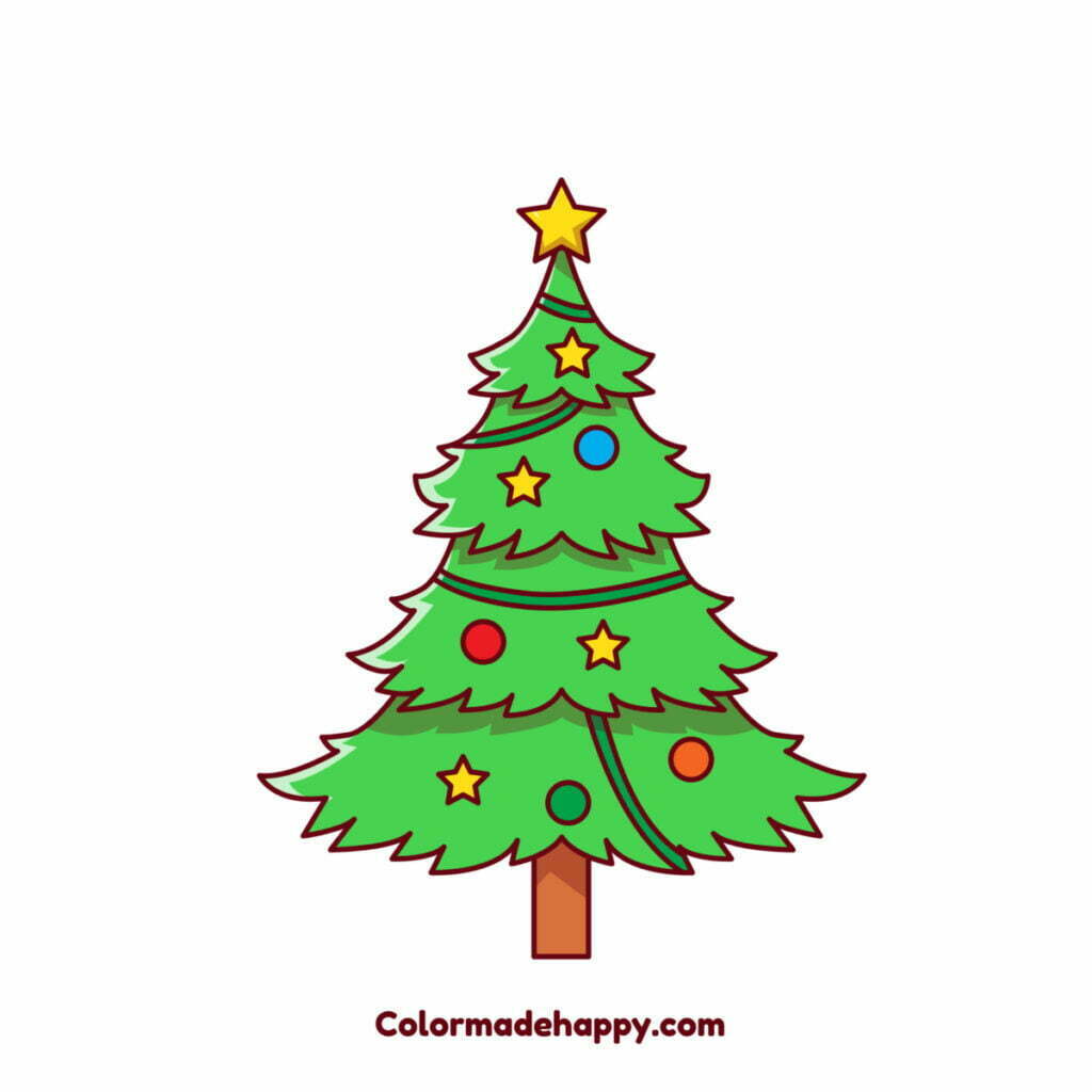 Christmas tree drawing colored in