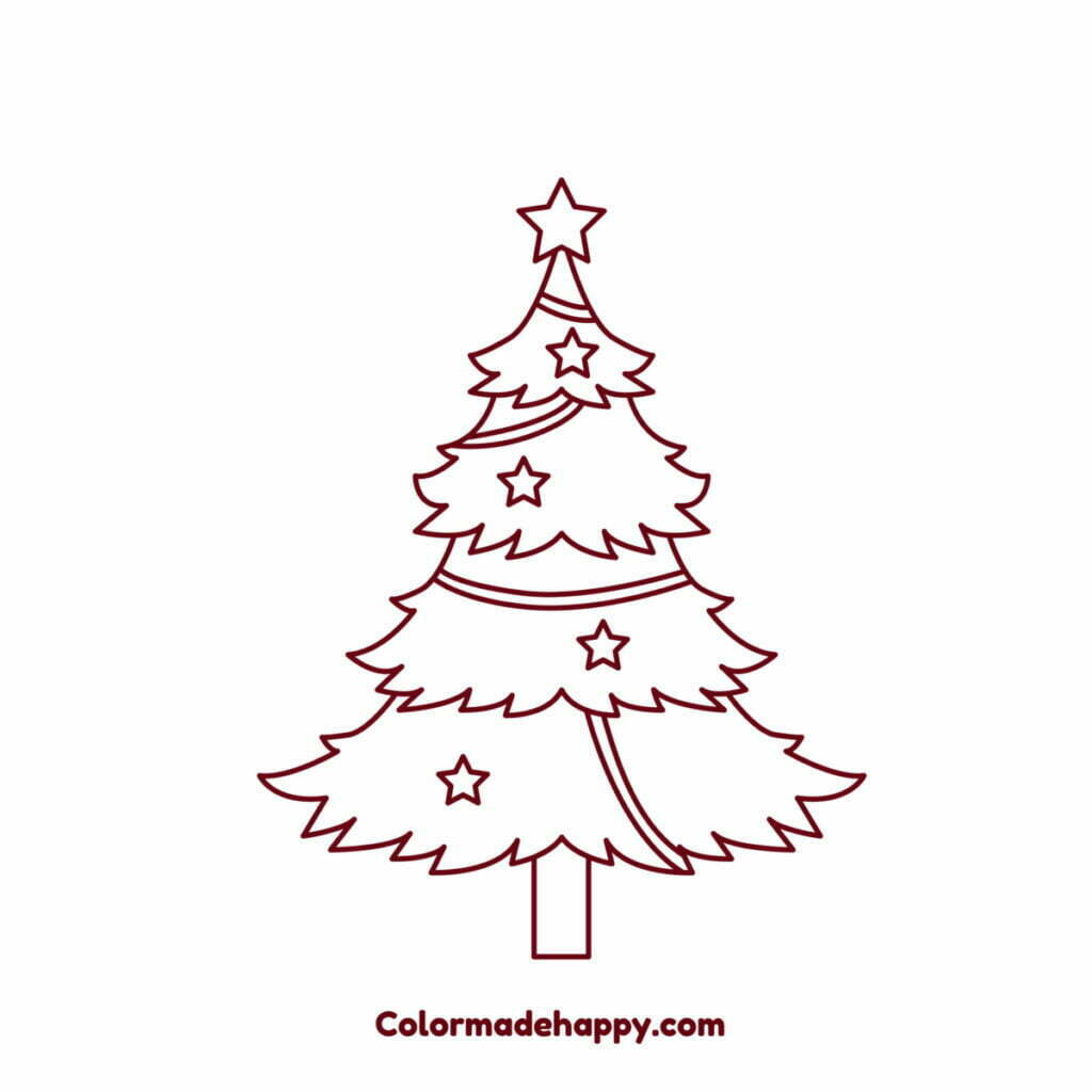 Adding tree ornaments to your Christmas tree drawing