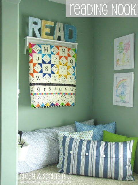 Reading corner idea with comfortable pillows