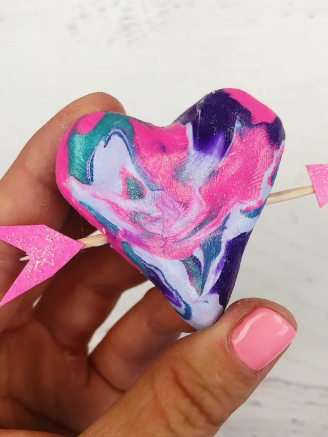 How to Make Marbled Clay Hearts for Valentine’s Day