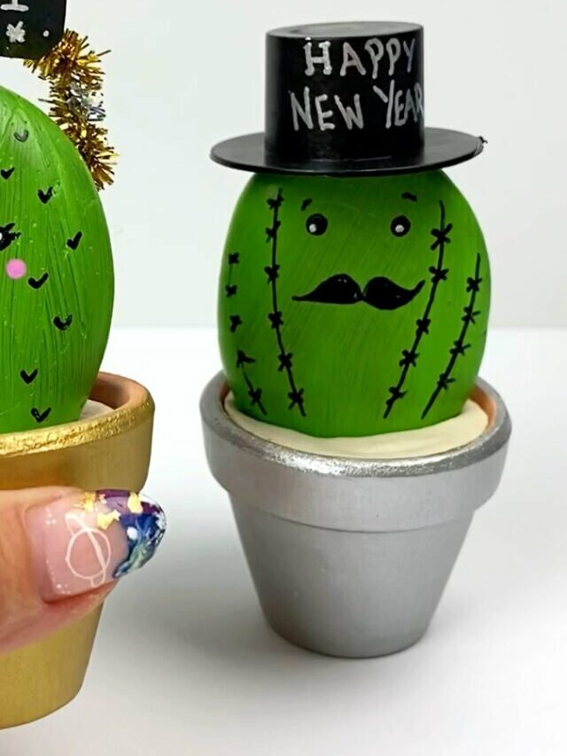 DIY New Year’s Craft Painted Rock Cactus Story