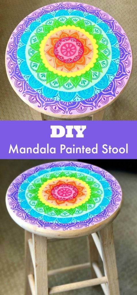 Step by step directions for creating a painted mandala stool