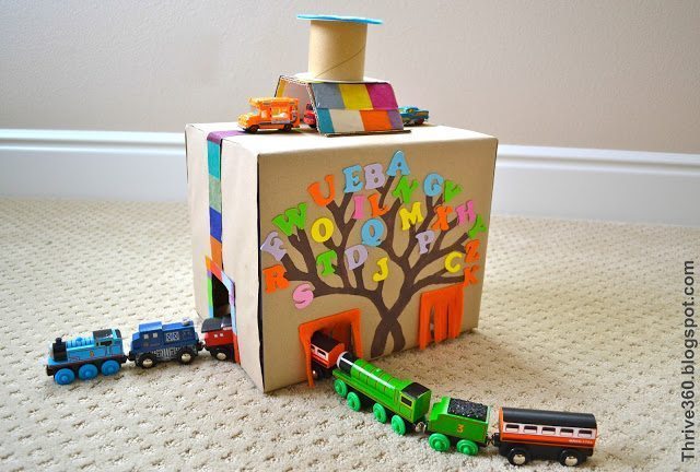 Turn a Cardboard Box into a Train & Car Tunnel