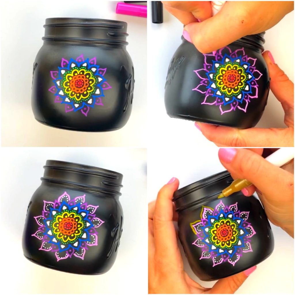 Doodle Mason Jar Mandala Steps