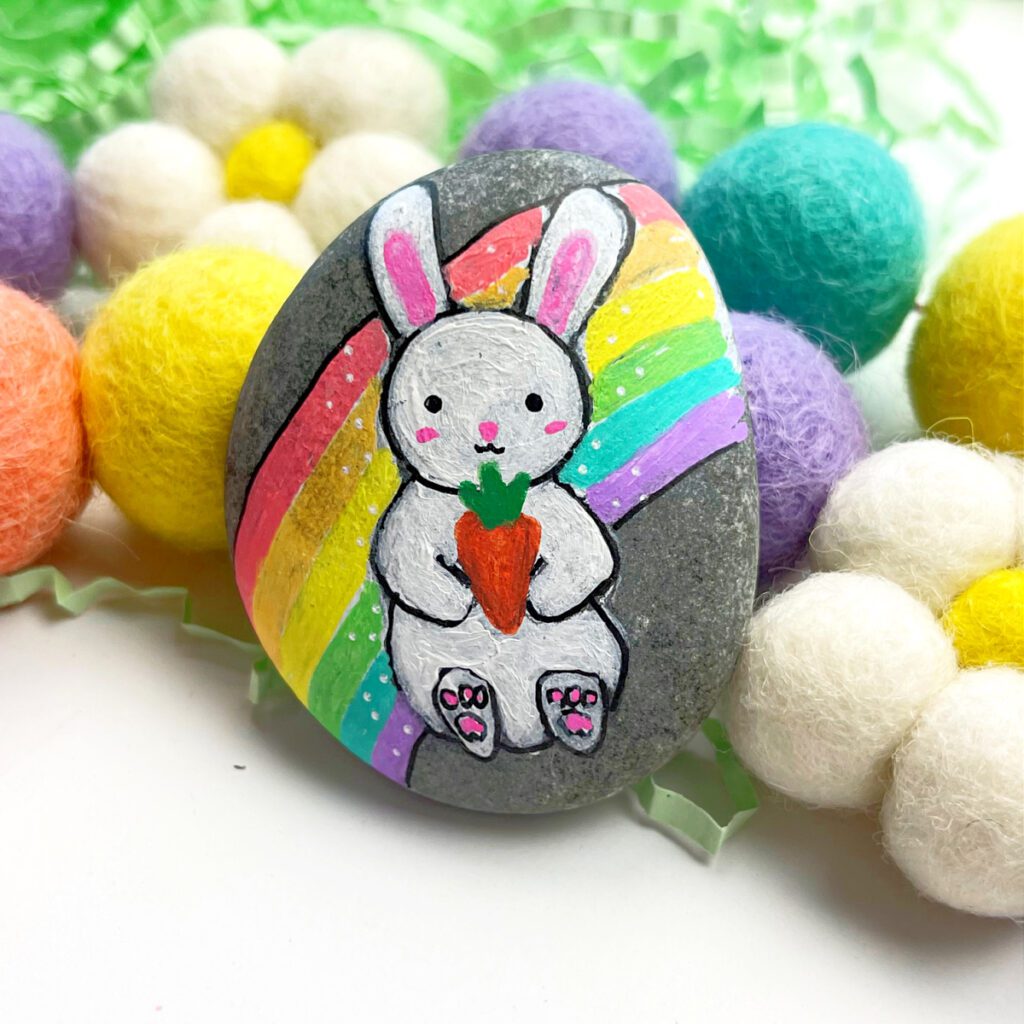 Easter Bunny Painted Rock