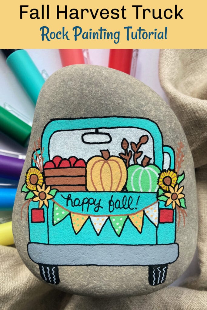 Fall Truck Painted Rock Tutorial