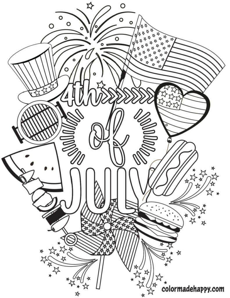 Fourth of July Adult Coloring Page