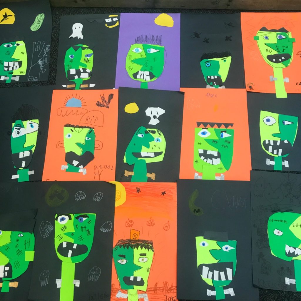 Halloween Kids Craft Picasso Frankenstein