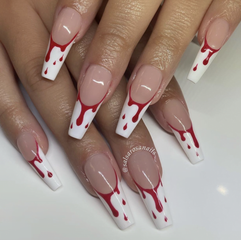 French Dripping Blood Nails