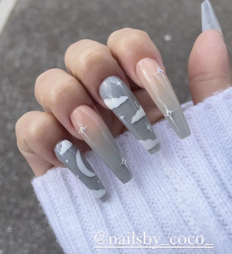 Grey Ombre Nails 