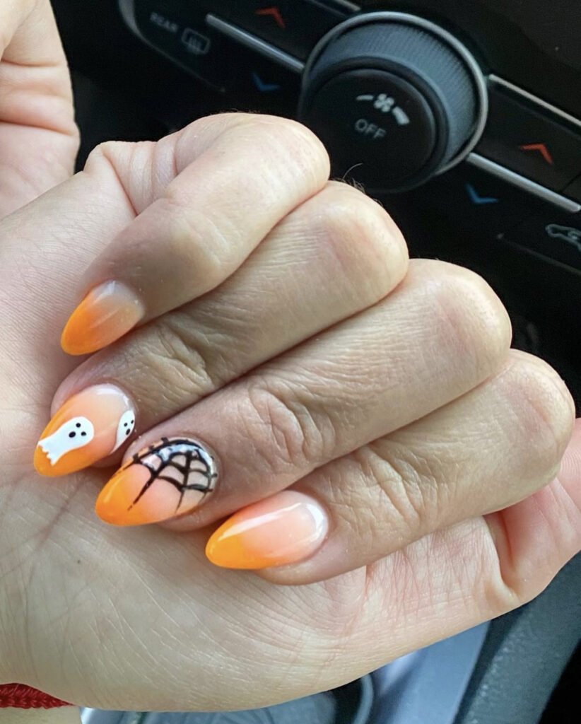 Halloween Orange Ombre Nails 