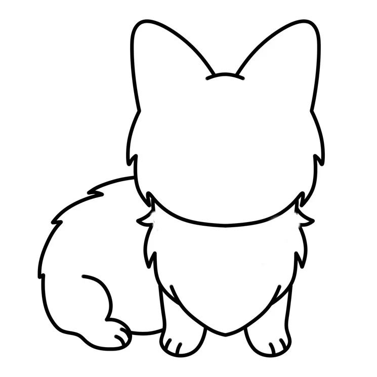 The back and hind legs of the dog are added to the drawing