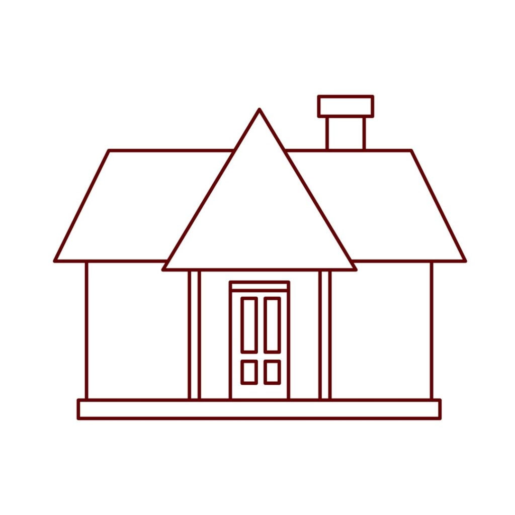 Step 7: Door and porch details are added to the house drawing