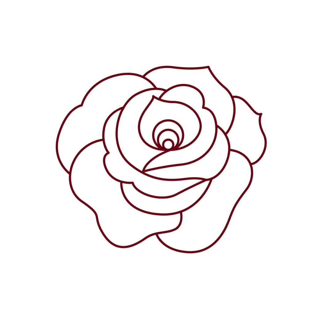 Drawing the petals on a rose drawing