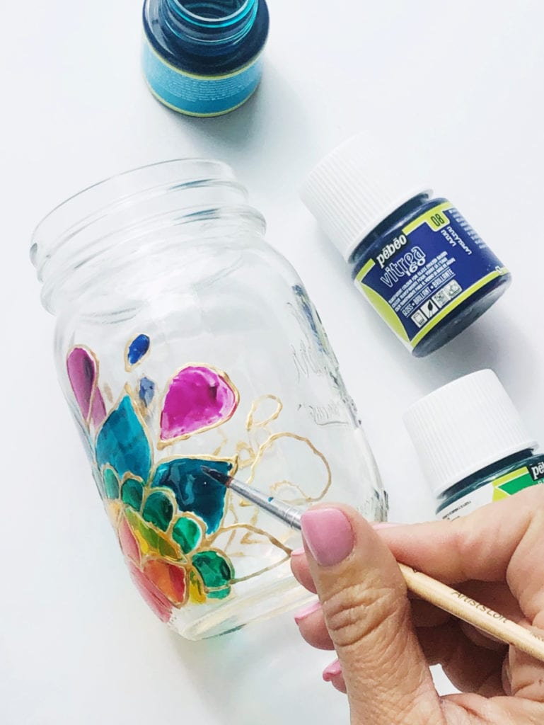 How to Paint Stained Glass Jars and Vases