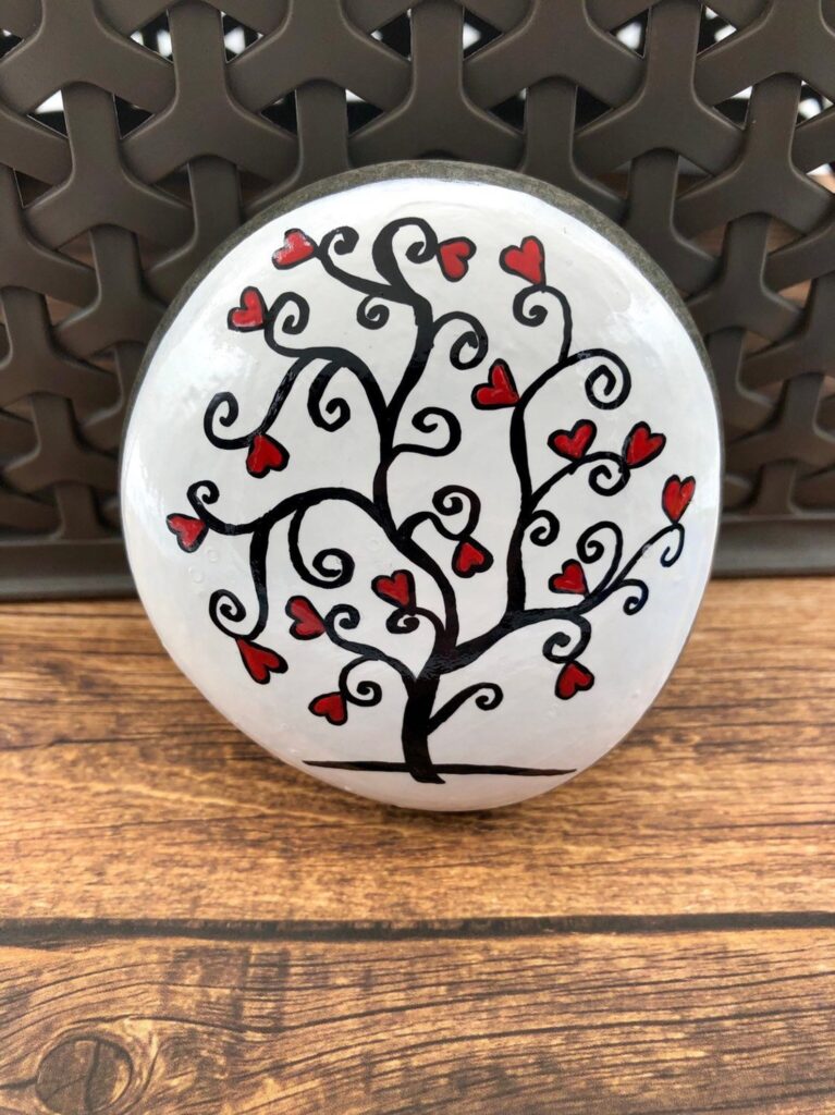 Valentine's Day Painted Rock Tree