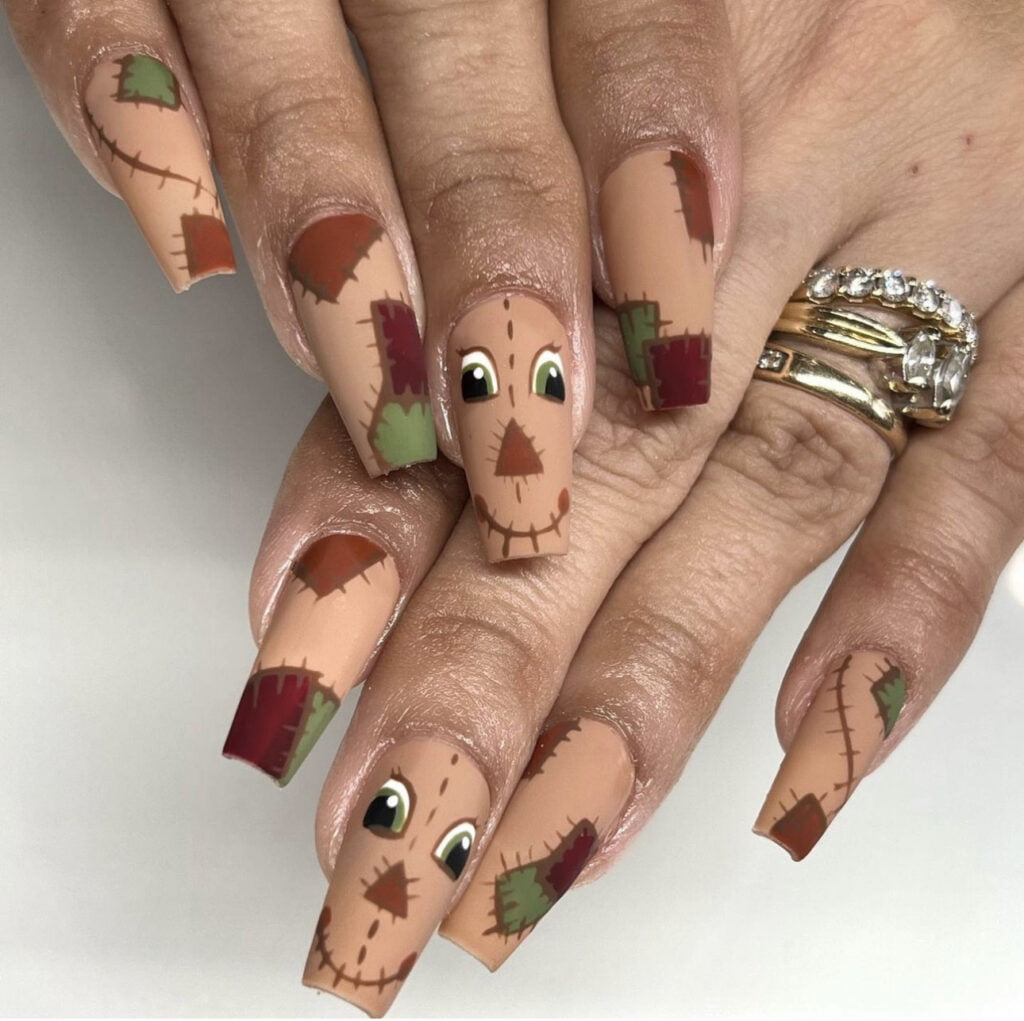 Thanksgiving Scarecrow Coffin Nails