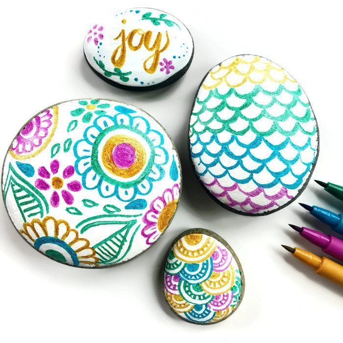 Hand Painted doodle rocks