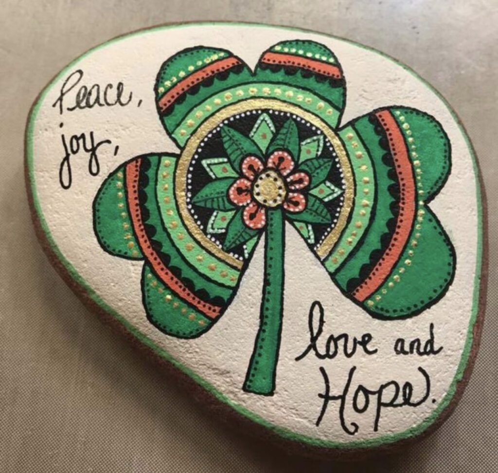 Mandala Shamrock Painted Rock 