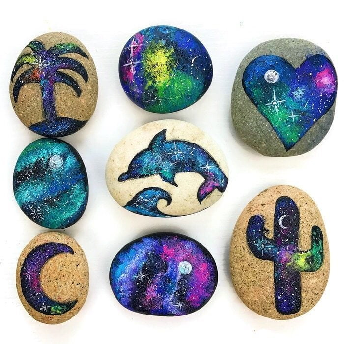 Galaxy Painted Rocks