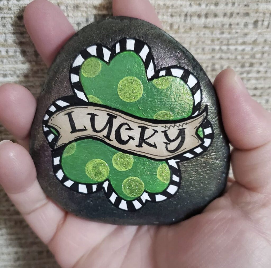 Lucky Shamrock Painted Rock