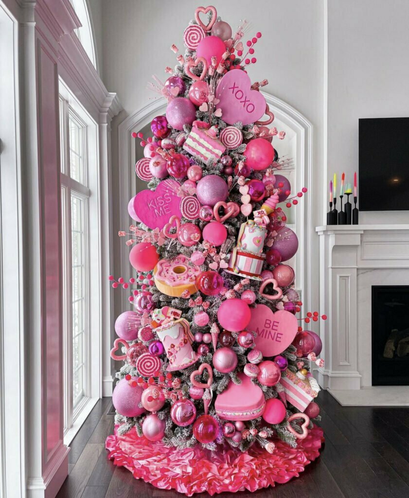 Valentine's Day themed Christmas tree