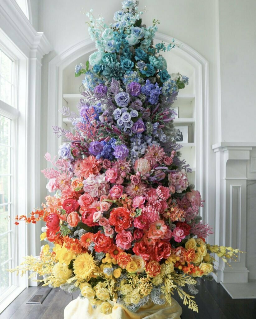 One of the many year round Christmas trees - this one is floral themed