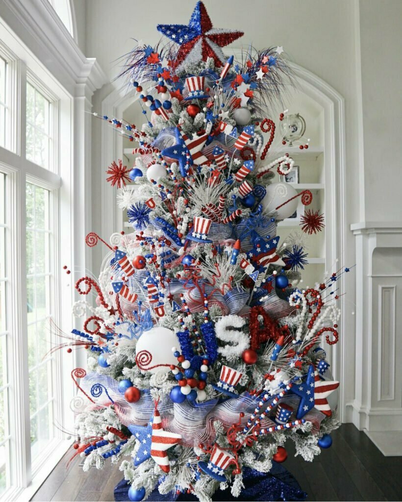 Fourth of July inspired year round Christmas tree idea