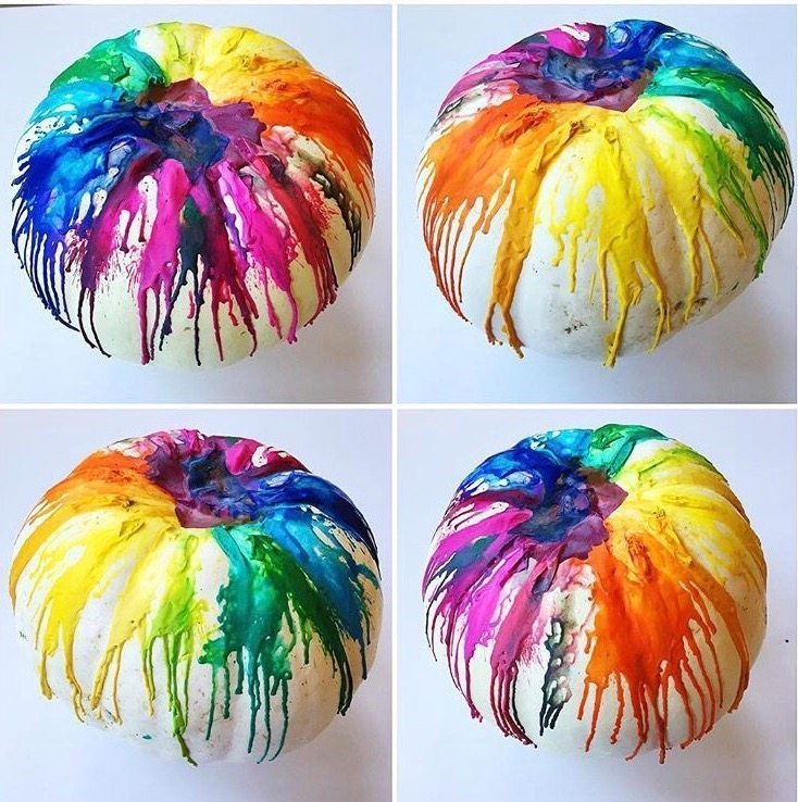 Melted Crayon Pumpkin Decorating Idea