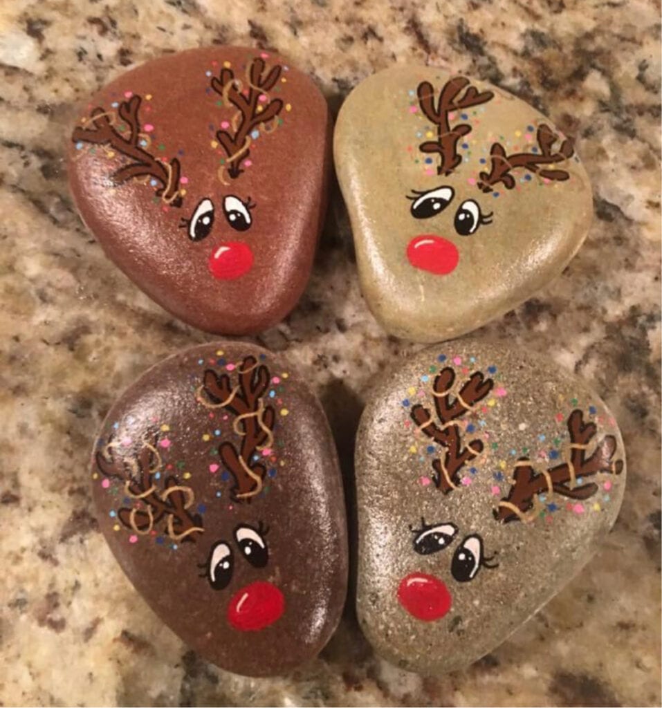 Reindeer Painted Rocks