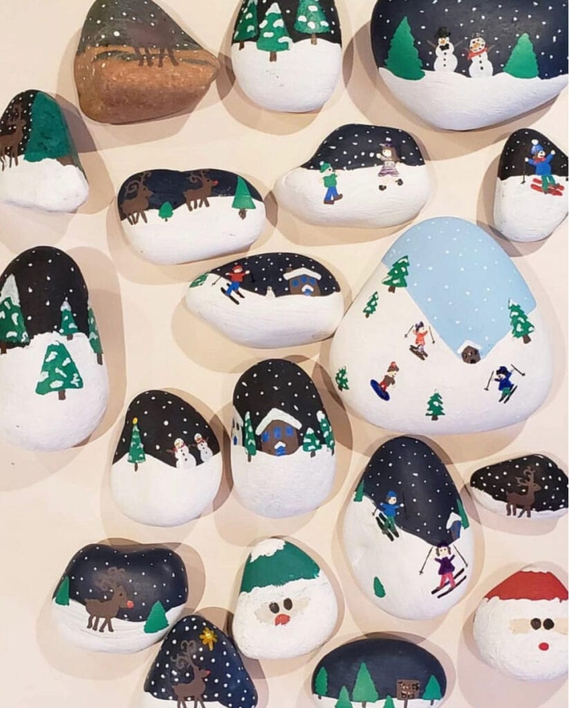 Holiday scenes painted on rocks