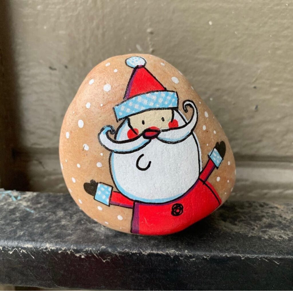 Cute Santa rock painting idea